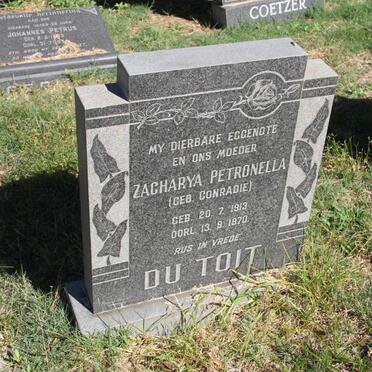 TOIT Zacharya Petronella, du nee CONRADIE 1913-1970