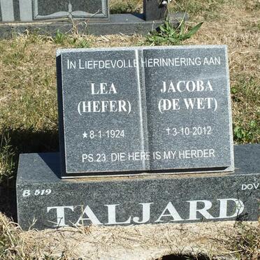 TALJARD Lea Jacoba voorheen HEFER voorheen DE WET 1924-2012