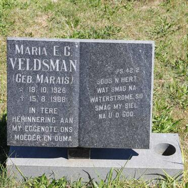 VELDSMAN Maria E.C. nee MARAIS 1926-1988