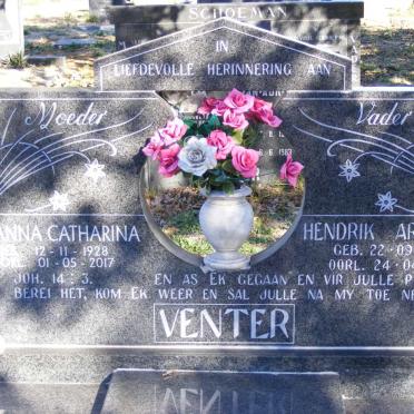 VENTER Hendrik Arnoldus 1922-1984 &amp; Johanna Catharina 1928-2017