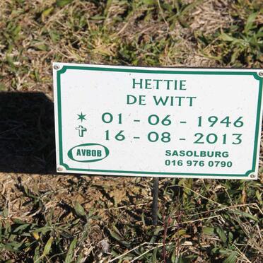 WITT Hettie, de 1946-2013