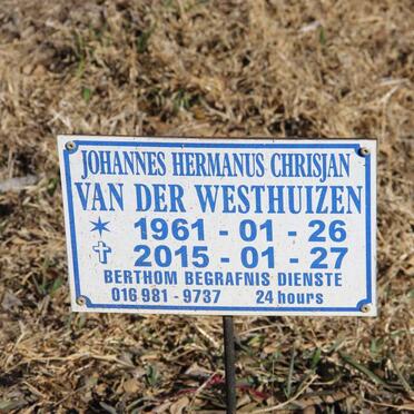 WESTHUIZEN Johannes Hermanus Chrisjan, van der 1961-2015