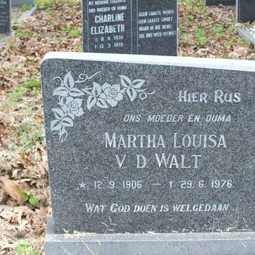 WALT Martha Louisa, v.d. 1906-1976