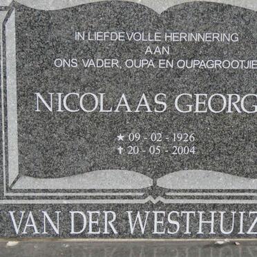 WESTHUIZEN Nicolaas George, van der 1926-2004 &amp; Maria Cornelia Gertruida 1932-1982 