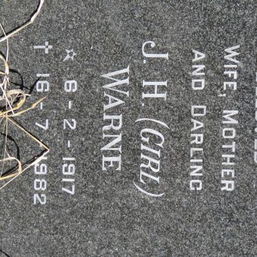 WARNE J.P. 1921-1988 &amp; J.H. 1917-1982 