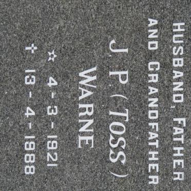 WARNE J.P. 1921-1988 &amp; J.H. 1917-1982