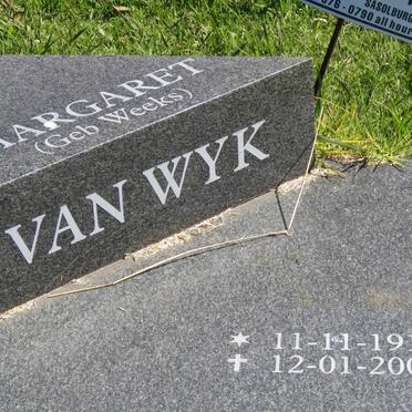 WYK Margaret, van nee WEEKS 1919-2007