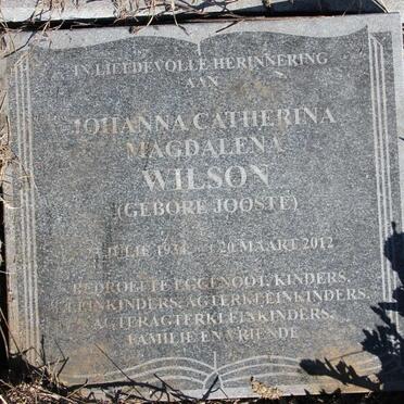 WILSON Johanna Catherina Magdalena nee JOOSTE 1934-2012