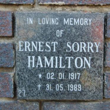 HAMILTON Ernest Sorry 1917-1989