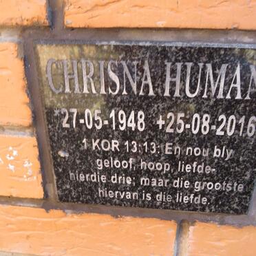 HUMAN Nel 1942-2021 &amp; Chrisna 1948-2016