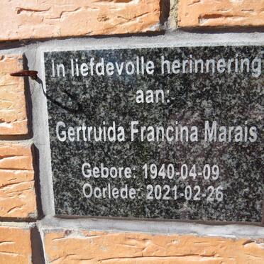 MARAIS Melvin Rudolf 1938-2000 &amp; Gertruida Francina 1940-2021