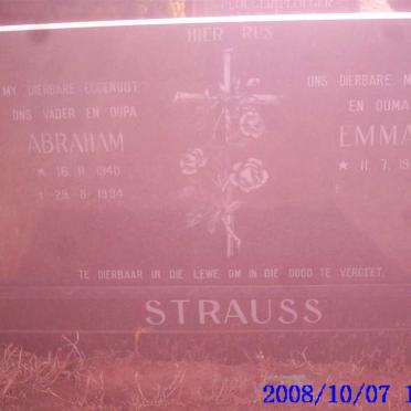 STRAUSS Abraham 1940-1994 &amp; Emma 1941-