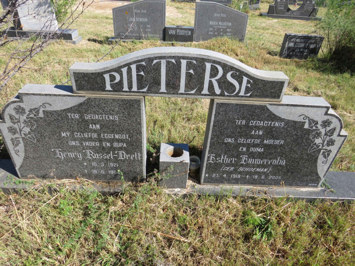 PIETERSE Henry Russell-Brett 1921-1965 &amp; Esther Emmerentia SCHOEMAN 1919-2006