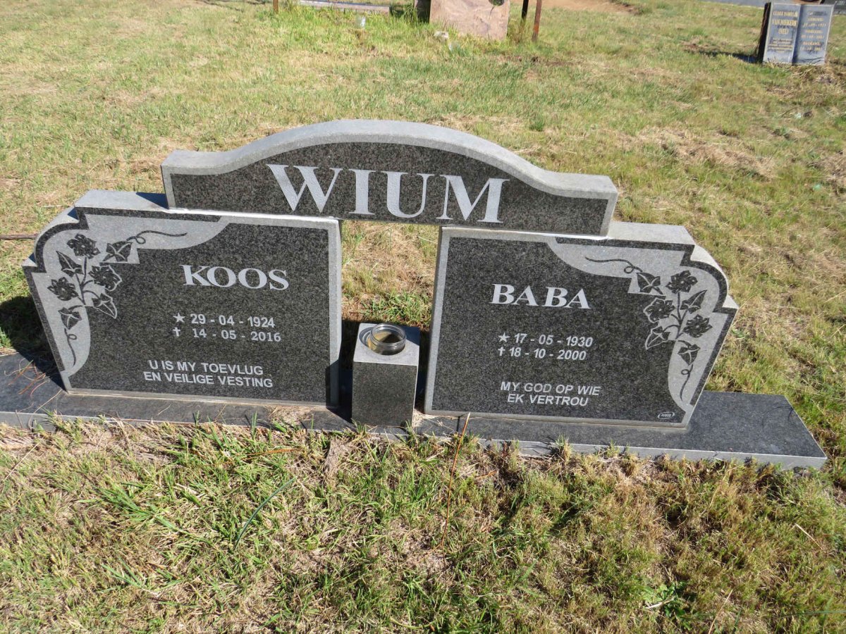 WIUM Koos 1924-2016 &amp; Baba 1930-2000