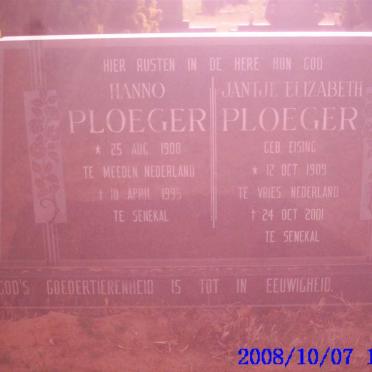 PLOEGER Hanno 1908-1995 &amp; Jantje Elizabeth EISING 1909-2001