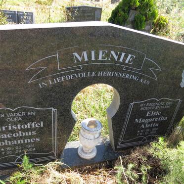 MIENIE Christoffel Jacobus Johannes 1931-2004 &amp; Elsie Magaretha Aletta 1936-1999