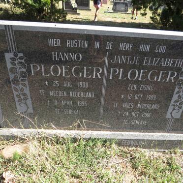 PLOEGER Hanno 1908-1995 & Jantje Elizabeth EISING 1909-2001