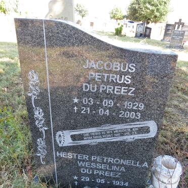 PREEZ Jacobus Petrus, du 1929-2003 &amp; Hester Petronella Wesselina 1934-