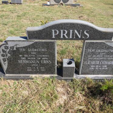 PRINS Hermanus Erns 1915-1987 &amp; Elizabeth Catharina 1930-2018