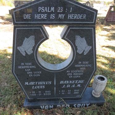 SPUY Marthinus Louis, van der 1943-2020 &amp; J.D.A.M. 1943-2001
