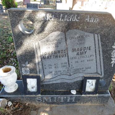 SMITH Johannes Mattheus 1939-2002 &amp; Maggie Amy TROLLIP 1942-