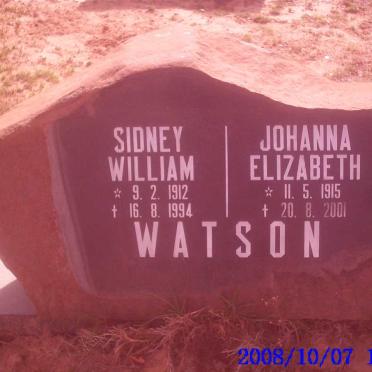 WATSON Sidney William 1912-1994 &amp; Johanna Elizabeth 1915-2001