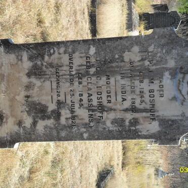 BOSHOFF P.J.M. 1845-1902 &amp; J. C. C. CLAASSENS 1845-1921