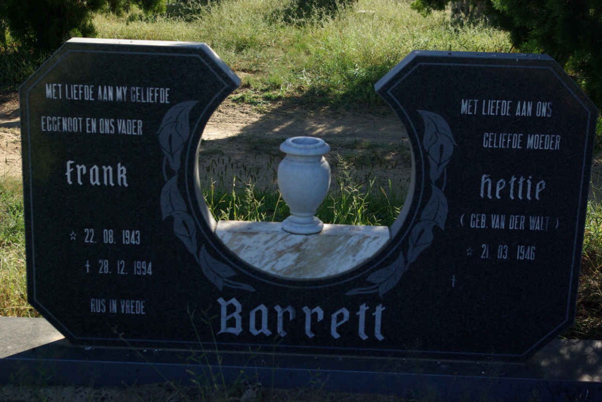 BARRETT Frank 1943-1994 & Hettie VAN DER WALT 1946-