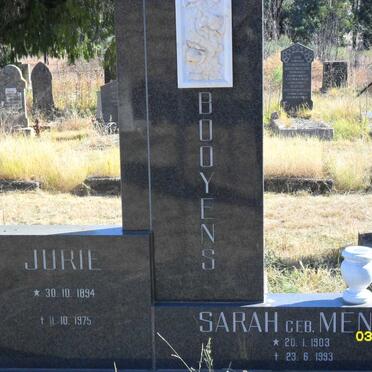 BOOYENS Jurie 1894-1975 &amp; Sarah MENTZ 1903-1993