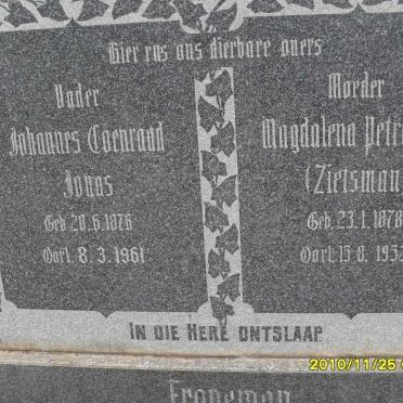FRONEMAN Johannes Coenraad Jonas 1876-1961 &amp; Magdalena Petronella ZIETSMAN 1878-1952