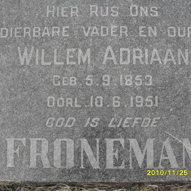 FRONEMAN Willem Adriaan 1853-1951