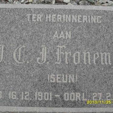 FRONEMAN J.C.J. 1901-1963