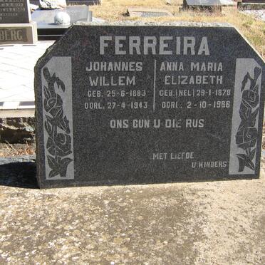 FERREIRA Johannes Willem 1883-1943 &amp; Anna Maria Elizabeth NEL 1878-1966 