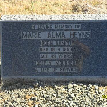 HEYNS Marie Alma nee RAMPF -1959