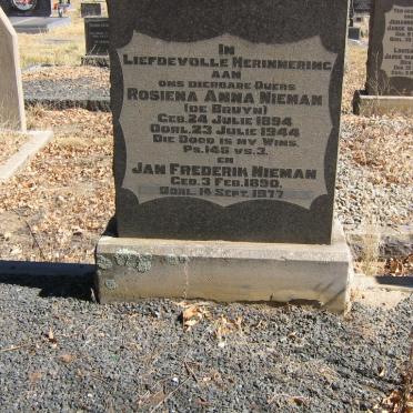 NIEMAN Jan Frederik 1890-1977 &amp; Rosiena Anna DE BRUYN 1894-1944