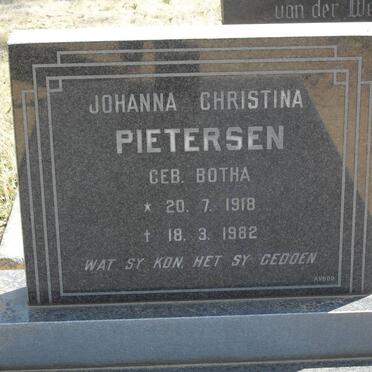 PIETERSEN Johanna Christina nee BOTHA 1918-1982