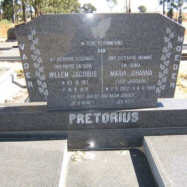 PRETORIUS Willem Jacobus 1917-1978 &amp; Maria Johanna JORDAAN 1922-1989