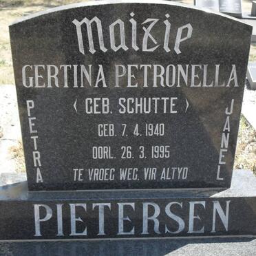 PIETERSEN Gertina Petronella nee SCHUTTE 1940-1995