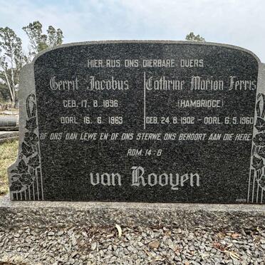 ROOYEN Gerrit Jacobus, van 1896-1963 & Cathrine Marian Ferris HAMBRIDGE 1902-1960