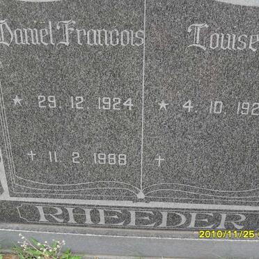 RHEEDER Daniel Francois 1924-1988 &amp; Louise 1926-