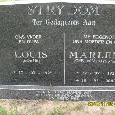 STRYDOM Louis 1925- &amp; Marlene VAN HUYSSTEEN 1927-2002