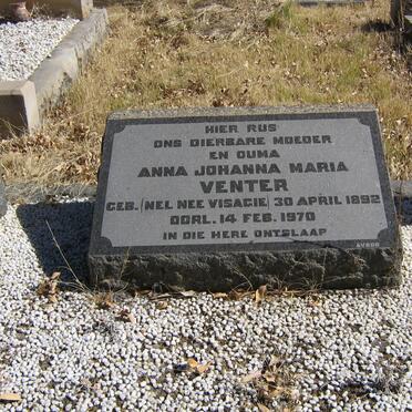 VENTER Anna Johanna Maria previously VISAGIE nee NEL 1892-1970