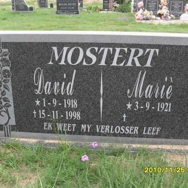 MOSTERT David 1918-1998 &amp; Marie 1921-
