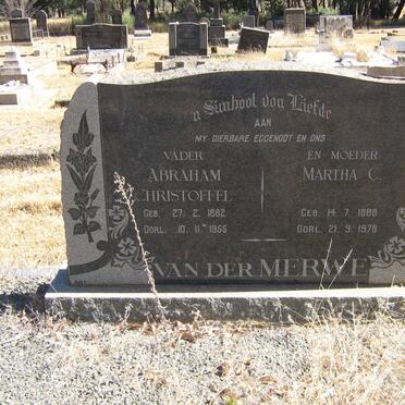 MERWE Abraham Christoffel, van der 1882-1955 &amp; Martha C. 1888-1978