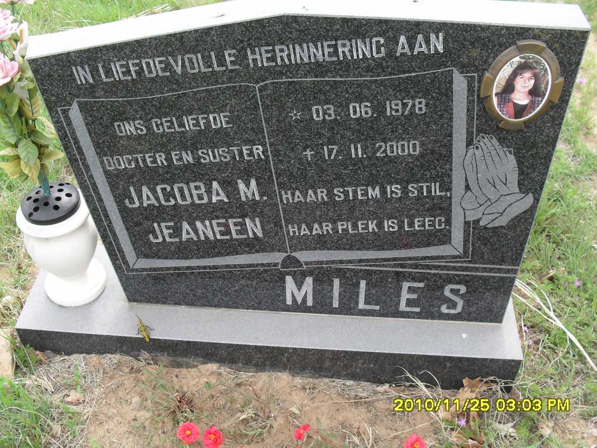 MILES Jacoba M. Jeaneen 1978-2000