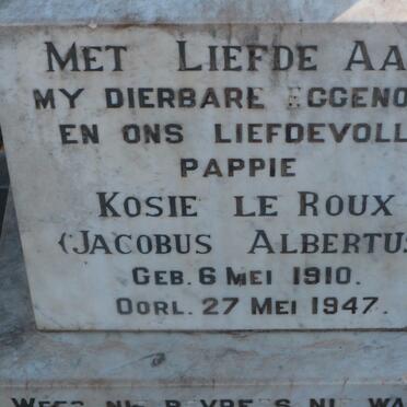 ROUX Jacobus Albertus, le 1910-1947