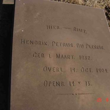 PLESSIS Hendrik Petrus, du 1837-1904