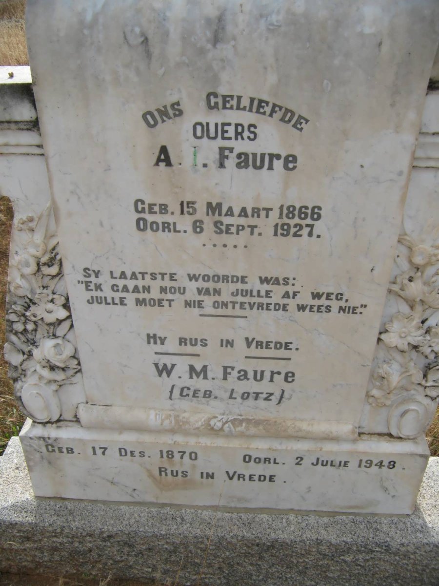 FAURE A.I. 1866-1927 &amp; W.M. LOTZ 1870-1948