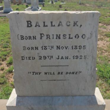 BALLACK ? nee PRINSLOO 1895-1925