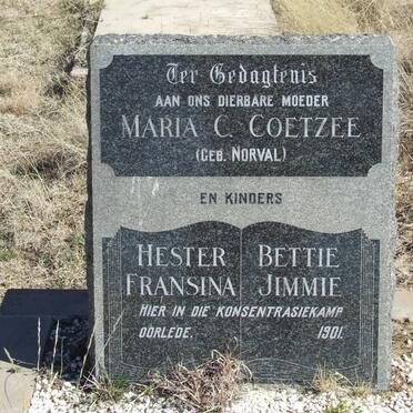 COETZEE Maria. C. nee NORVAL -1901 :: COETZEE Hester -1901 :: COETZEE Francina -1901 